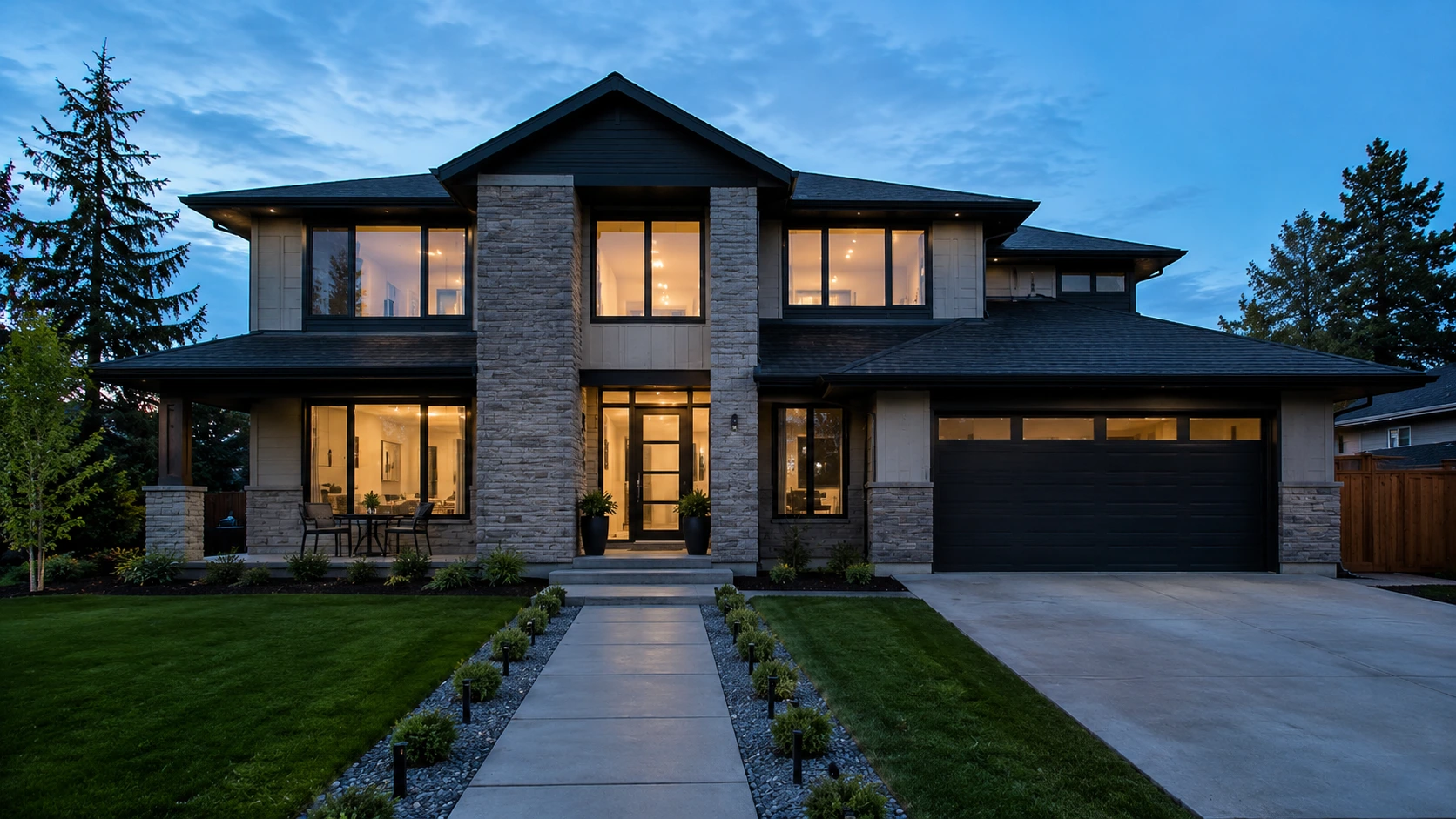 Home exterior before IDALITE permanent lighting installation